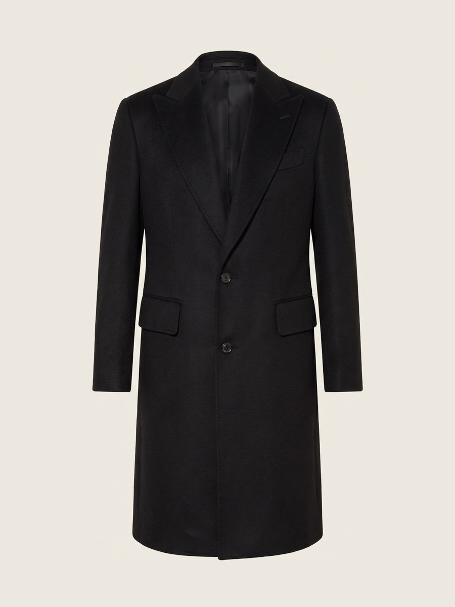 Black overcoat, studio packshot